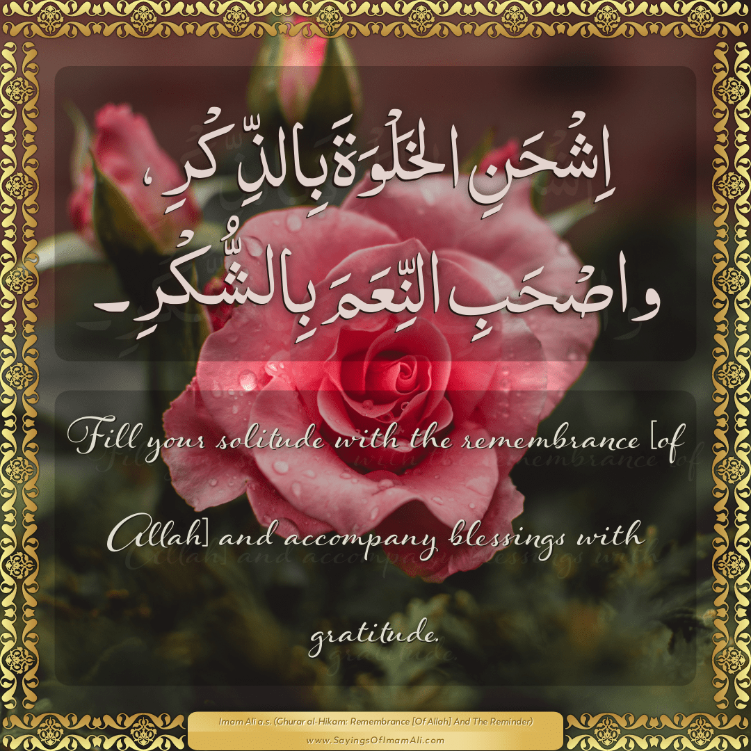 Fill your solitude with the remembrance [of Allah] and accompany blessings...